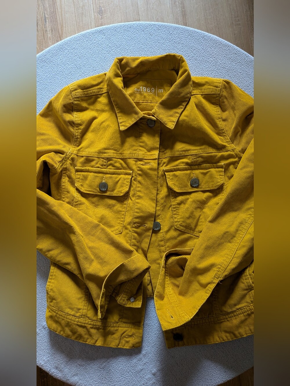 GAP Corduroy Jean Jacket in Mustard Yellow. Has Some Stretch